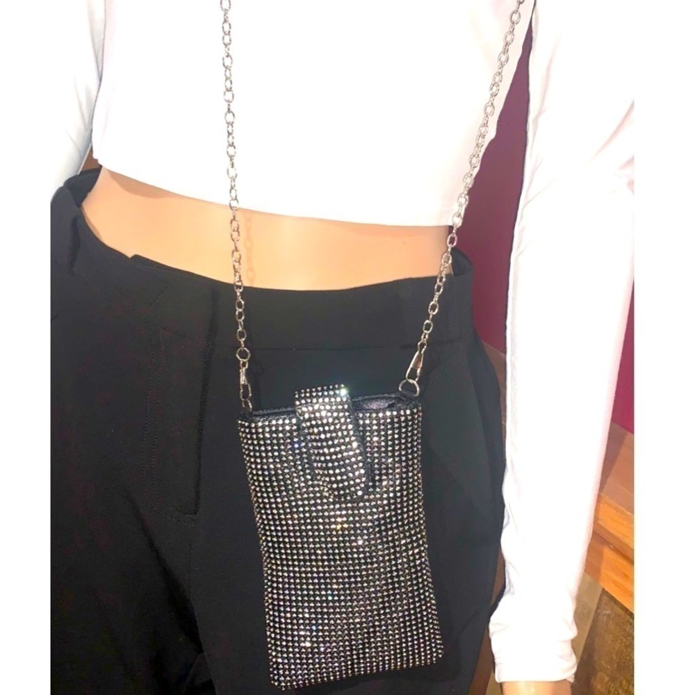 Rhinestone Cell Phone crossbody purse with chain Sparkle Bling - Picture 5 of 11